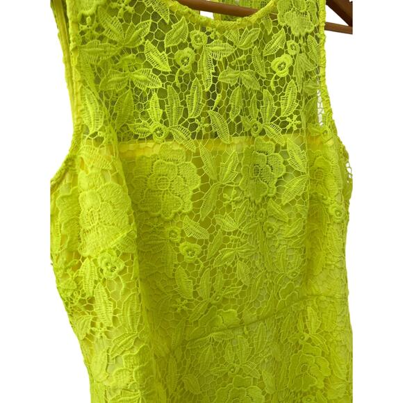 J Crew Collection Neon Yellow Full Lace Cocktail Shift Dress Size 6 - Picture 11 of 12